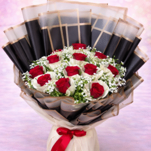 Midnight Gold Grid Rose Bouquet