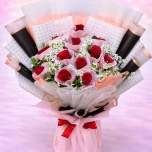 Crimson Grid Premium Rose Bouquet