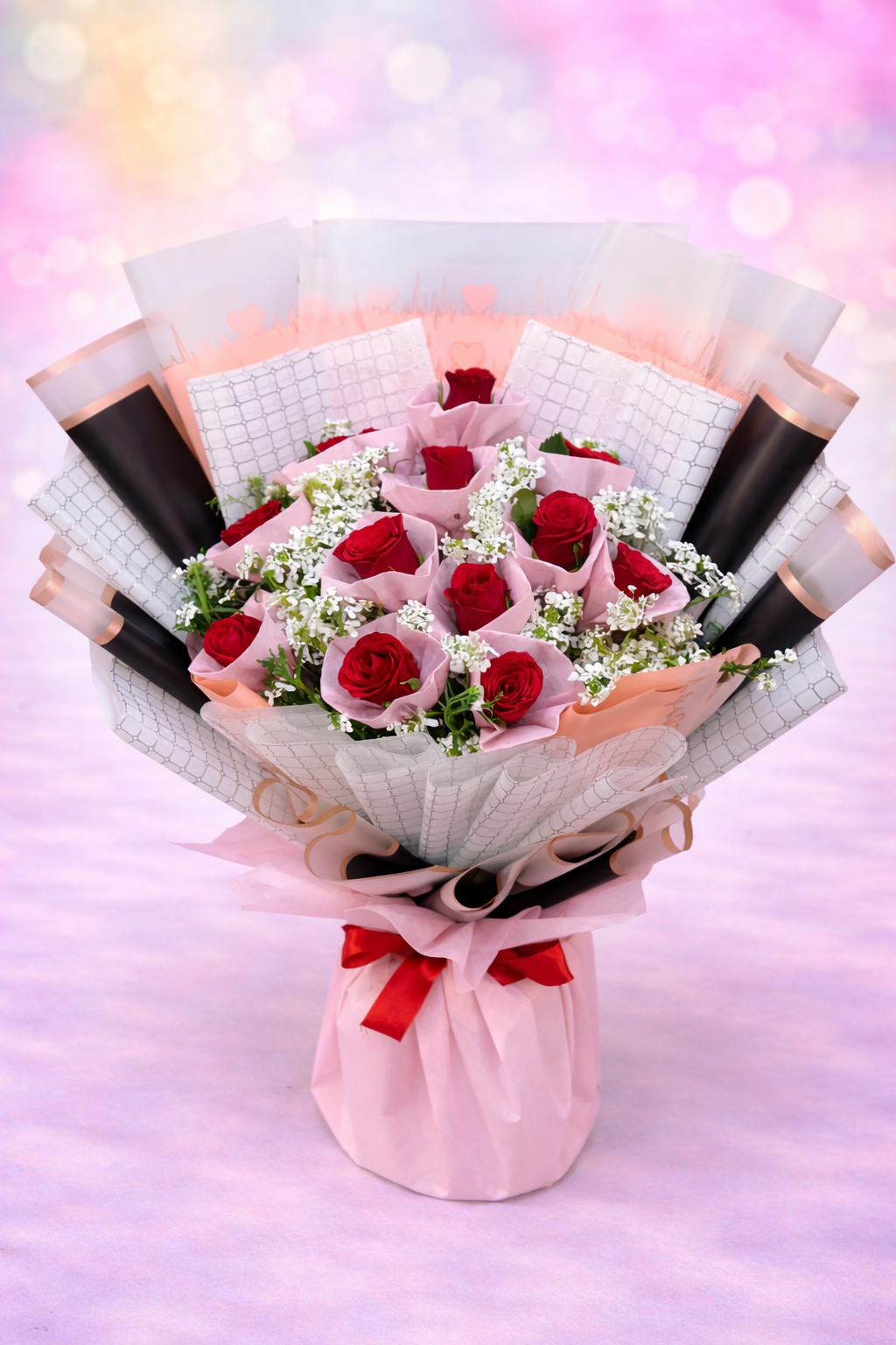 Crimson Grid Premium Rose Bouquet