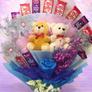 Double Delight Teddy & Treats Bouquet