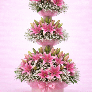 Royal Pink 3-Tier Lily Tower