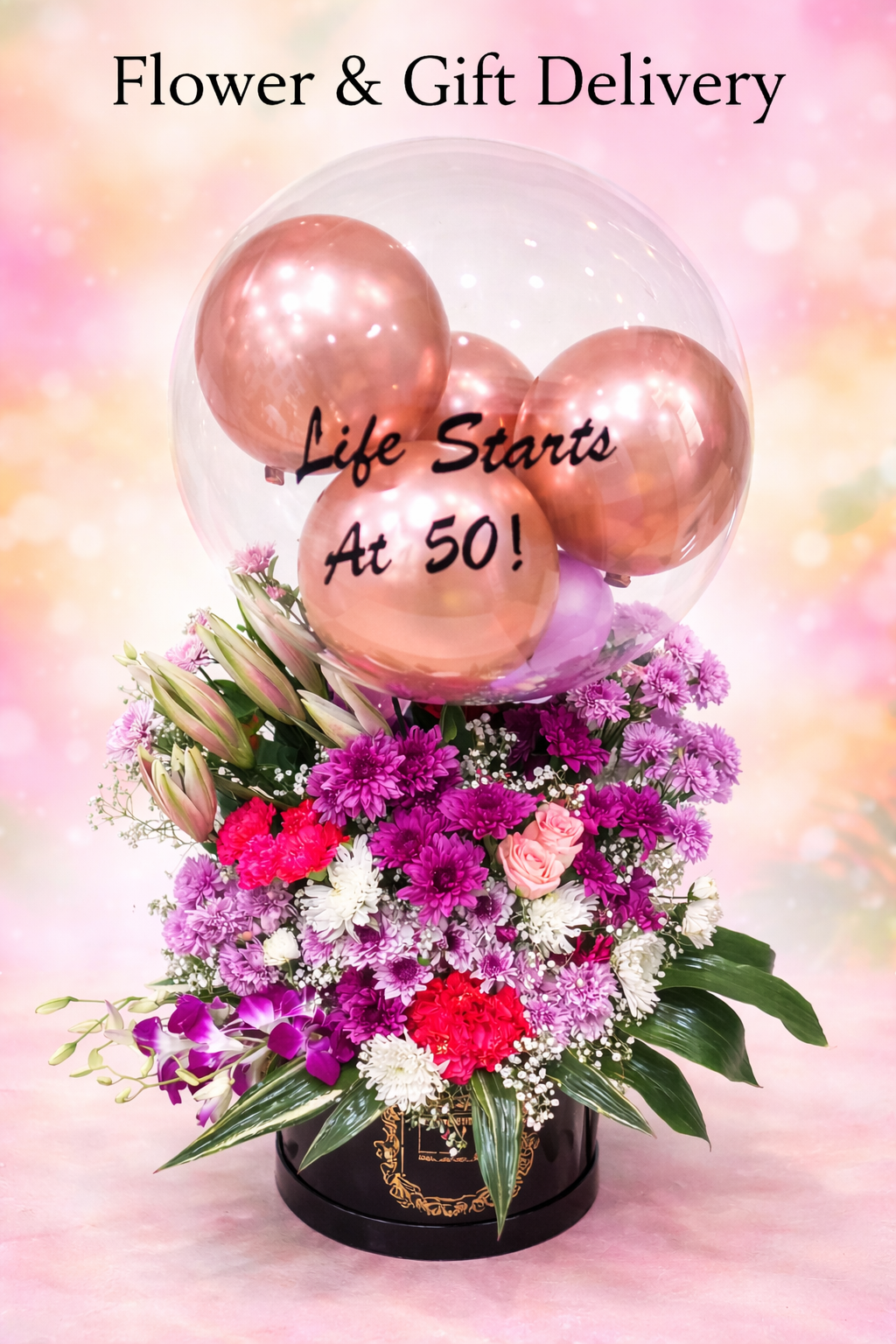 Elegant Milestone Balloon & Floral Box