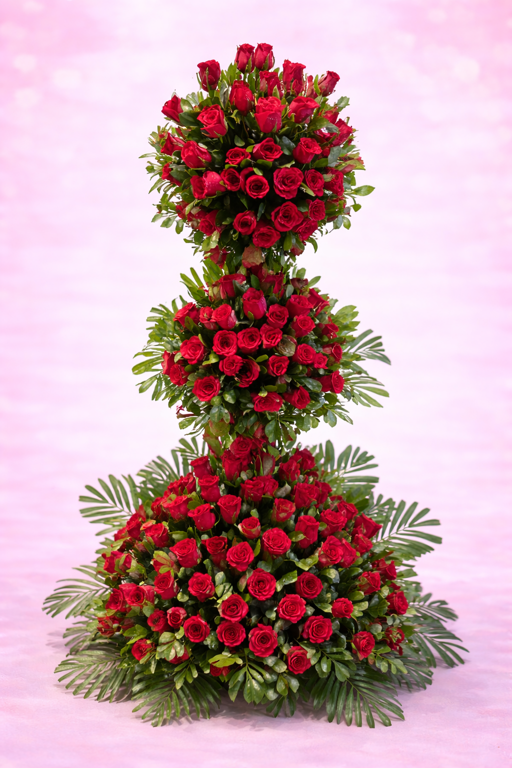 Royal 3-Tier Red Rose Tower