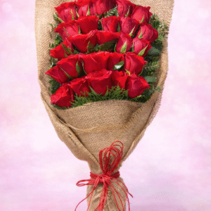 Rustic Romance Red Rose Bouquet