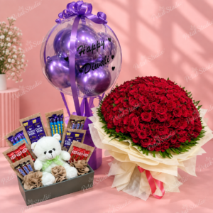 Red Rose, Balloon, Teddy & Chocolate Combo