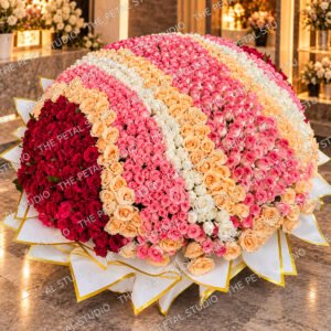 1500 Roses Grand Dome Bouquet - Massive dome bouquet made with 1500 roses in red, pink, blush, peach and white shades