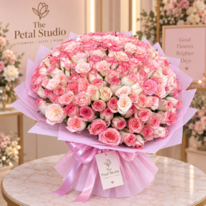 Grand Pink & White Rose Bouquet