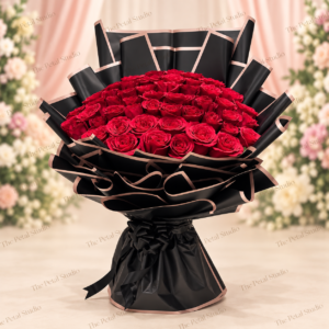 Luxury Red Rose Bouquet - Black Wrap