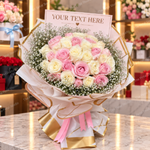 Pink Ivory Rose Your Text Here Bouquet