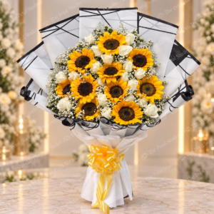 Sunflower White Rose Premium Bouquet